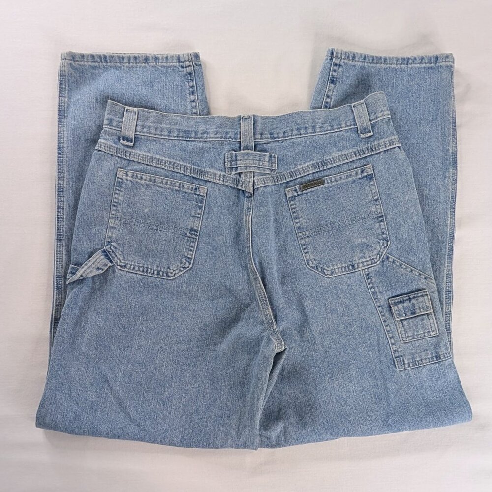VTG Lee Riveted Light Wash Loose Fit Carpenter Loop Baggy Y2k Jeans Cargo